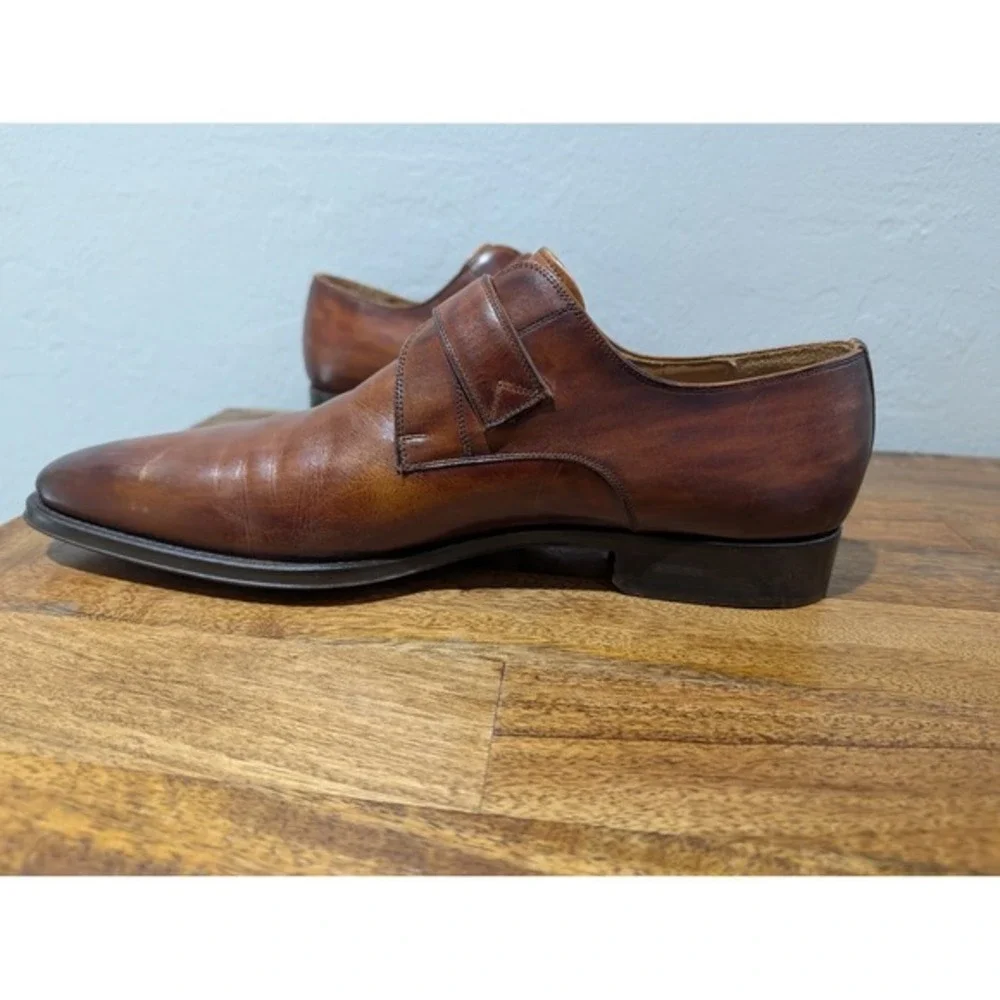 MAGNANNI‎ - Mens 10.5m Monk Strap Buckle Leather Shoes